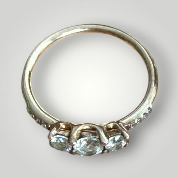 Pandora 14k Rose Gold-Plated With CZ Three-Stone Ring 52 - Picture 4 of 5